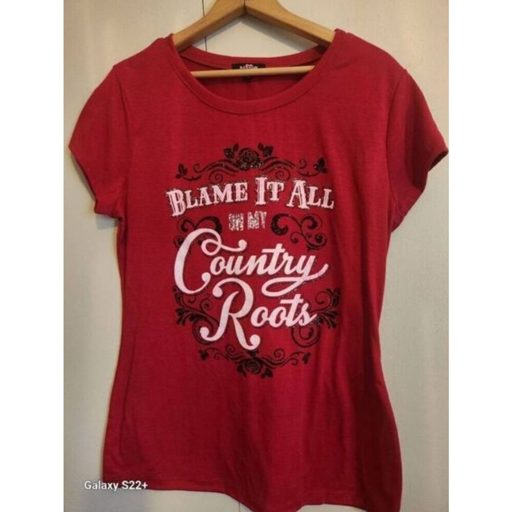 E23 Ransom Red "Blame it all on My Country Roots" Crewneck Tee